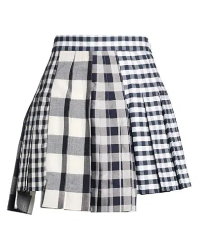 Thom Browne Woman Mini Skirt Navy Size 4 Wool, Mohair Wool, Silk In Blue