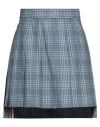 Thom Browne Woman Mini Skirt Slate Blue Size 8 Wool, Cashmere