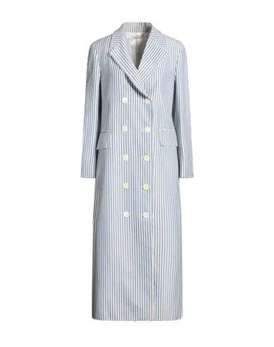 Thom Browne Woman Overcoat & Trench Coat Blue Size 4 Wool, Mohair Wool, Silk