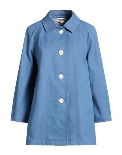 Thom Browne Woman Overcoat & Trench Coat Slate Blue Size 4 Cotton