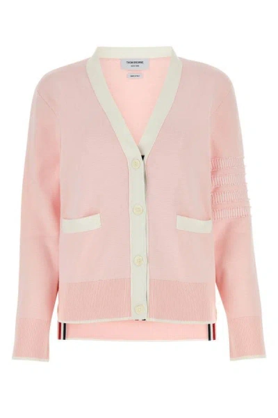 Thom Browne Woman Pink Cotton Cardigan In Multicolor