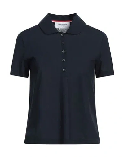 Thom Browne Woman Polo Shirt Midnight Blue Size 6 Cotton