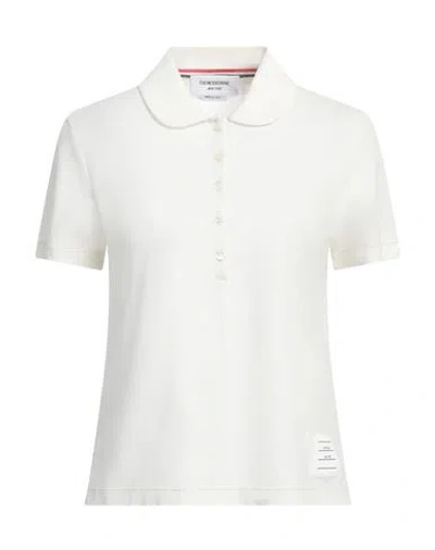 Thom Browne Woman Polo Shirt Off White Size 6 Cotton