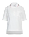 Thom Browne Striped Collar Embroidery Polo Shirt In White