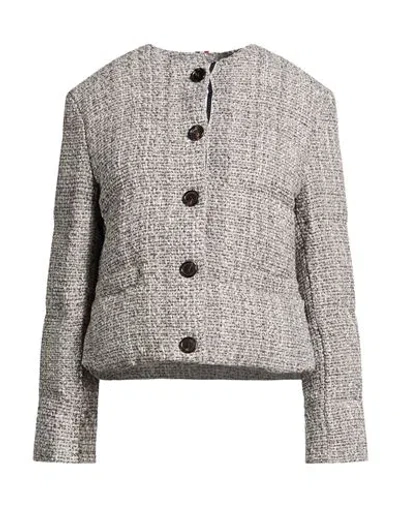 Thom Browne Woman Puffer Grey Size 6 Cotton, Wool, Synthetic Fibers, Mohair Wool In Gray