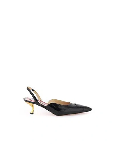 Thom Browne Brogue Slingback Pumps In Black