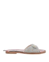 Thom Browne Embossed-button Tweed Flat Sandals In Grey