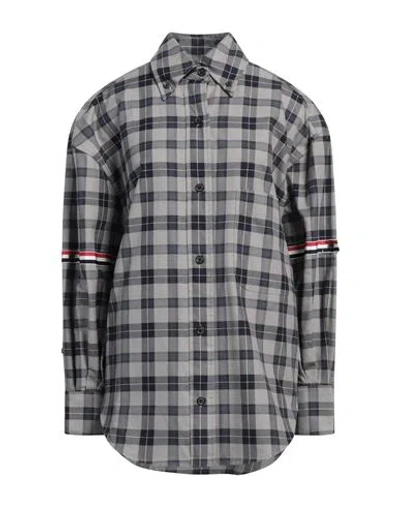 Thom Browne Oversized Checked Cotton-twill Shirt In Gray