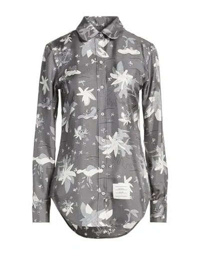Thom Browne Woman Shirt Grey Size 8 Silk In Multi