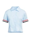 Thom Browne Rwb-stripe Puff-sleeve Shirt In Blue