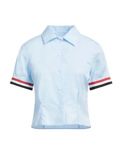 Thom Browne Rwb-stripe Puff-sleeve Shirt In Himmelblau