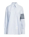 Thom Browne Striped Oxford Shirt With Pointed Collar In Blue