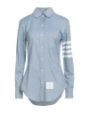 Thom Browne Woman Shirt Slate Blue Size 10 Cotton In Blue