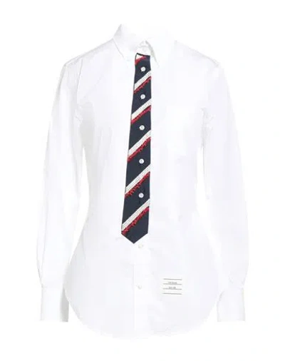 Thom Browne Woman Shirt White Size 10 Cotton, Silk, Metallic Fiber, Glass