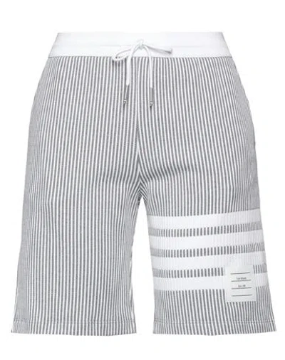 THOM BROWNE THOM BROWNE WOMAN SHORTS & BERMUDA SHORTS GREY SIZE 12 COTTON, ELASTANE