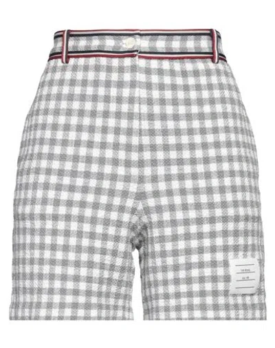 Thom Browne Gingham Check Shorts In Grey
