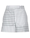 Thom Browne Gingham Check Tailored Shorts In Grey