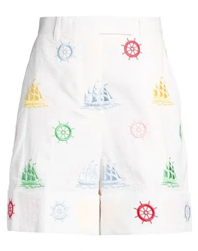 Thom Browne Woman Shorts & Bermuda Shorts White Size 2 Cotton, Viscose