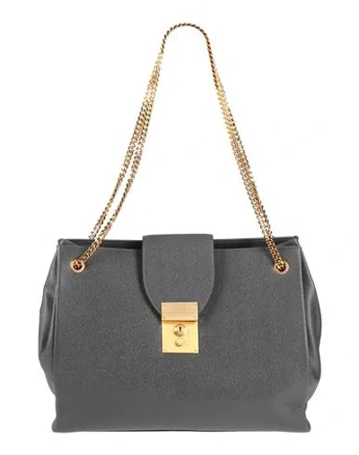 Thom Browne Woman Shoulder Bag Lead Size - Leather In Grey