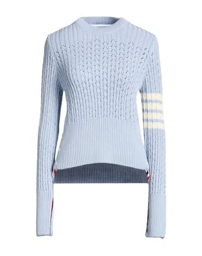 Thom Browne Woman Sweater Azure Size 2 Virgin Wool In Blue