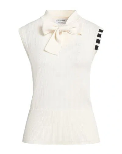 Thom Browne Tie-neck Silk Top In Ivory