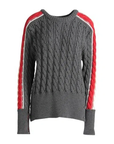 Thom Browne Woman Sweater Grey Size 4 Merino Wool In Gray