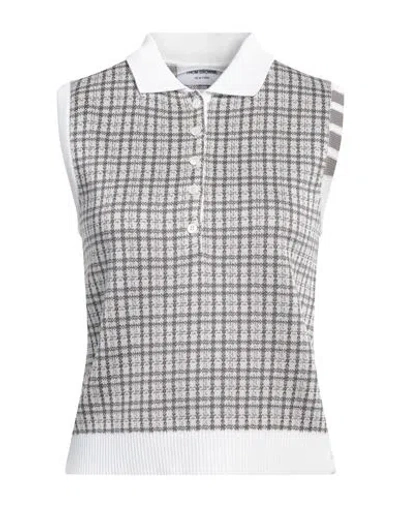 Thom Browne Check-pattern Sleeveless Knitted Top In 055 Lt Grey