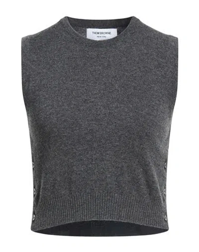 Thom Browne Woman Sweater Grey Size 8 Cashmere In Gray