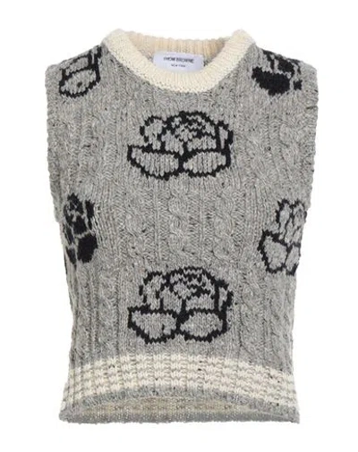 Thom Browne Woman Sweater Grey Size 8 Wool, Mohair Wool