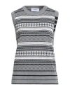 Thom Browne Woman Sweater Light Grey Size 8 Cotton