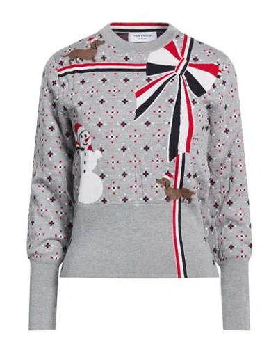 Thom Browne Woman Sweater Light Grey Size 8 Merino Wool In Gray