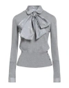 Thom Browne Woman Sweater Light Grey Size 8 Wool, Polyamide, Silk