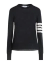 Thom Browne Crewneck Wool Sweater With Signature Stripes In Blue