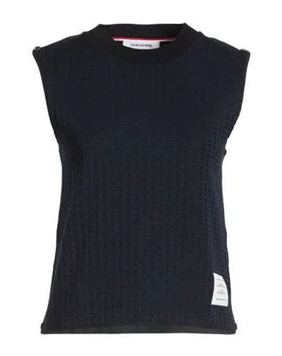 Thom Browne Woman Sweater Midnight Blue Size 8 Cotton