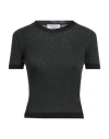 Thom Browne Short Sleeve Tee W/ Contrast Trims In Wool Rib In Green