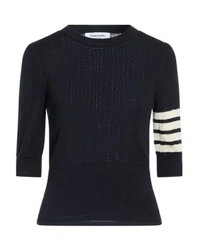 Thom Browne Woman Sweater Navy Size 10 Cotton, Silk In Blue