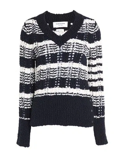 Thom Browne Woman Sweater Navy Size 8 Cotton, Wool, Polyamide