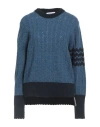 Thom Browne Woman Sweater Navy Size 8 Wool In Blue