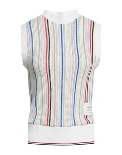 Thom Browne White Striped Vest In 996 Seasonal Multi