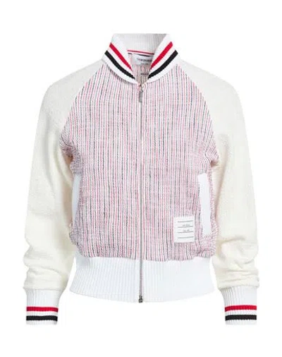 Thom Browne Woman Sweatshirt White Size 2 Cotton, Polyamide, Elastane In Pink