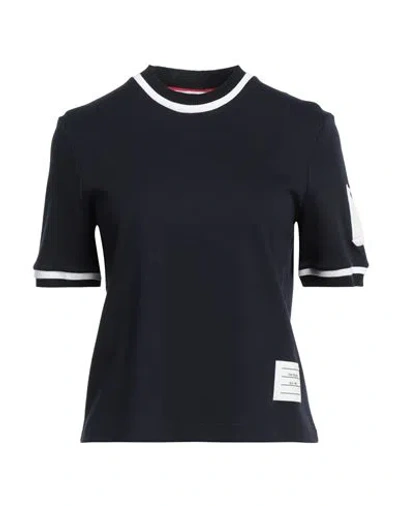 Thom Browne Woman T-shirt Midnight Blue Size 4 Cotton, Wool, Polyester