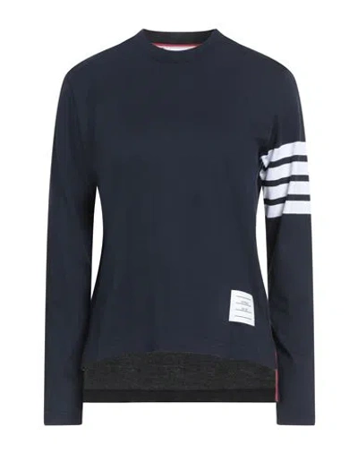 Thom Browne Woman T-shirt Navy Size 8 Cotton