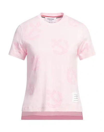 Thom Browne Woman T-shirt Pink Size 2 Cotton, Elastane