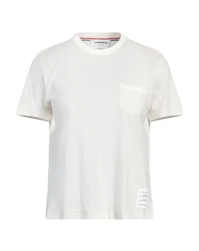 Thom Browne Woman T-shirt White Size 8 Cotton, Elastane