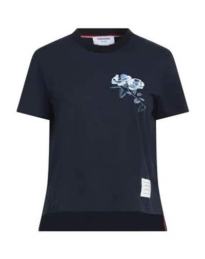 Thom Browne Woman T-shirt Navy Size 4 Cotton, Polyester, Elastane In Blue