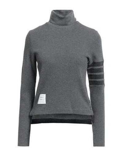 Thom Browne Woman Turtleneck Grey Size 2 Cotton, Elastane