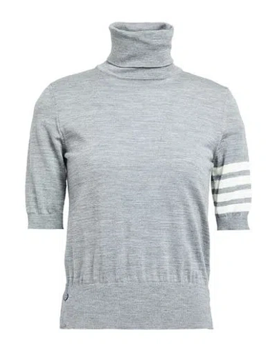 THOM BROWNE THOM BROWNE WOMAN TURTLENECK GREY SIZE 6 VIRGIN WOOL, POLYAMIDE