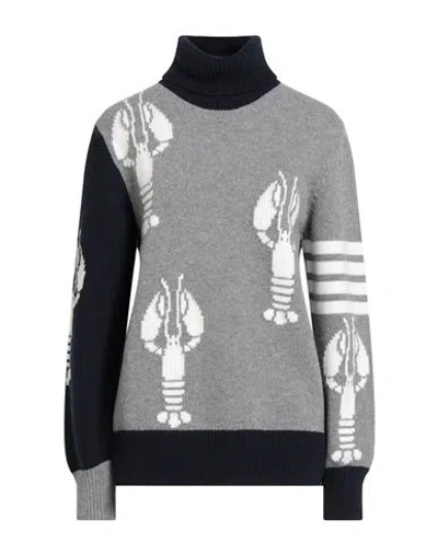 Thom Browne Woman Turtleneck Light Grey Size 6 Virgin Wool