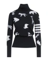 Thom Browne Woman Turtleneck Midnight Blue Size 4 Merino Wool In Black