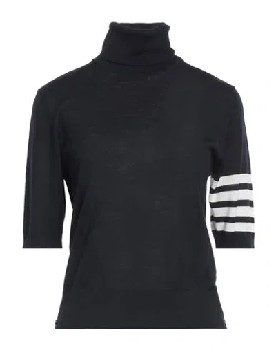THOM BROWNE THOM BROWNE WOMAN TURTLENECK MIDNIGHT BLUE SIZE 6 VIRGIN WOOL, POLYAMIDE